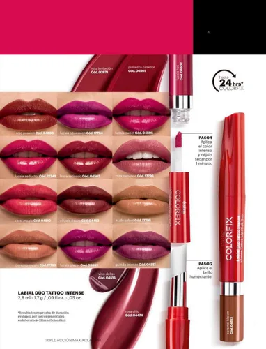 Vista 5 de Esika Colorfix Duo Tattoo - Lápiz labial intenso, 24 horas de larga duración, alta carga de color, color: rosa chic