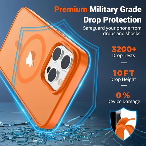 Vista 1676 de SUPFINE - Funda magnética para iPhone 13 Pro Max (compatible con MagSafe), (protección contra caídas de grado militar de 10 pies), delgada, Negro