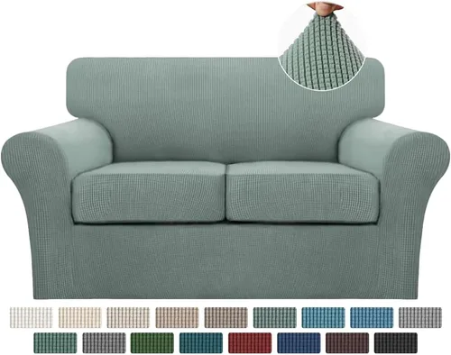 Vista 50 de Turquoize 2 fundas para sillas de sala de estar, funda de sofá con fundas de cojín individuales, funda de muebles para sillas (silla, beige biscotti)