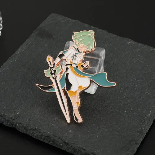 Vista 4 de Game Genshin Impact - Broche de insignia de solapa con figura de Kaeya Alberich, linda ropa de anime, mochila, bufanda, accesorios, regalos