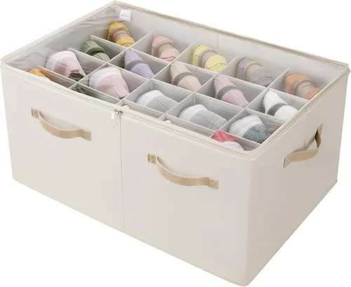 TOPIA HOME Organizador de zapatos para armario, caja de zapatos plegable con divisores ajustables y cubierta transparente, organizador de