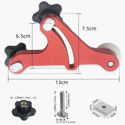 Vista 2 de Tableros de plumas de mesa ajustables, rodillo de rodamiento doble, guías de precisión de aleación de aluminio para guías de sierra de mesa
