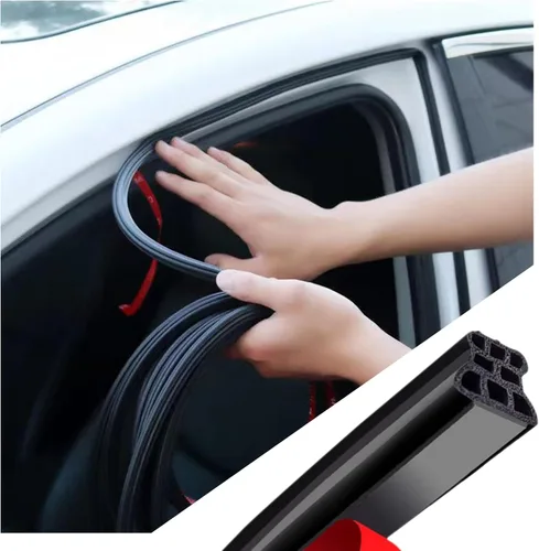 Burlete para Clima de Automóvil de 32.8 Pies, Sello de Puerta, Burlete Tipo B para Puerta de Automóvil con Diseño Hueco de 3 Capas y 8 Orificios