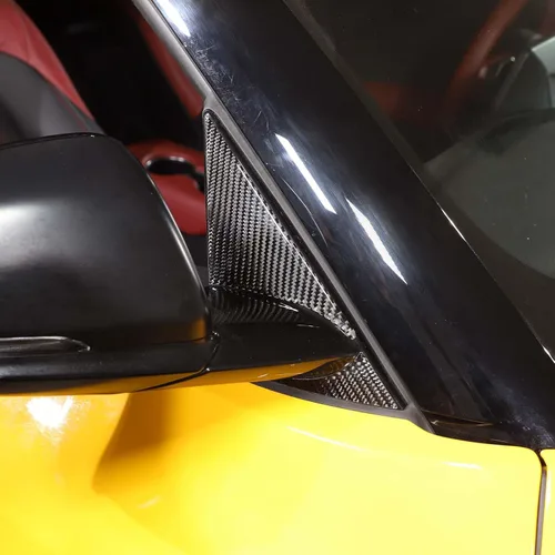 Vista 3 de Daeiclru Adhesivo de fibra de carbono suave para ventana frontal de pilar triangular, ajuste para Toyot@Supra GR A90 A91 MK5 2019-2022, 4 piezas