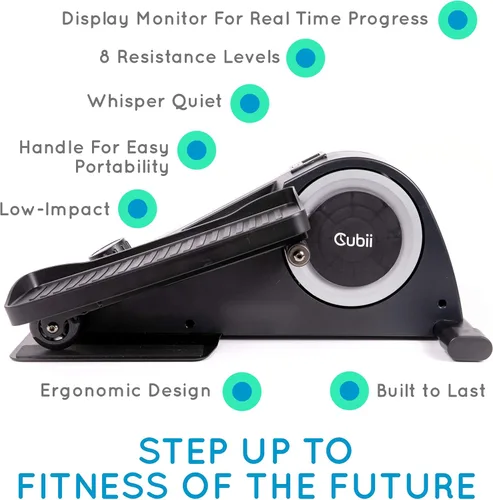 Vista 2 de Cubii JR1 Bundles, Under Desk Elliptical, Dumbell Weights, Workout Mat, Pedal Exerciser with LCD Fitness Tracker Screen, Adjustable Resistance, Work