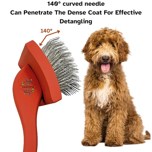 Vista 3 de Cepillo de aseo profesional grande para desmenuzar Goldendoodles, Labradoodles, Caniches - Pasadores largos de acero inoxidable para abrigos