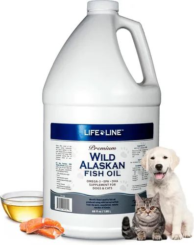 Life Line Pet Nutrition Aceite de pescado salvaje de Alaska para perros y gatos, 66 onzas, suplemento de aceite de pescado Omega 3 para piel y