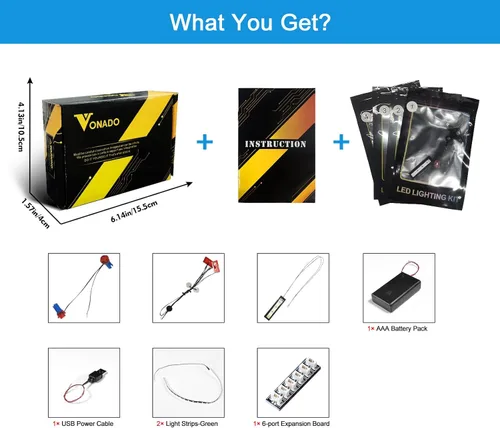Vista 5 de VONADO Kit de luces LED compatible con Lego Technic Ford Mustang Shelby GT500 42138, iluminación de bricolaje para Mustang 42138