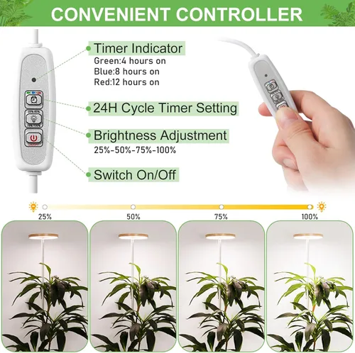 Vista 25 de LORDEM Grow Light, LED Plant Light for Indoor Plants Growing, Full Spectrum Desk Growth Lamp with Automatic Timer for 4H/8H/12H, 4 Dimmable Levels