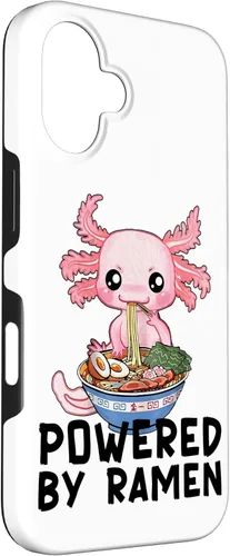 Vista 3 de iPhone 16 Kawaii Axolotl Powered by Ramen Anime Exotic Pet Girls Teens Case
