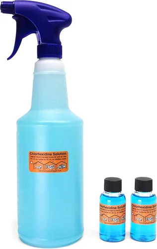 CAROLINA CUSTOM CAGES Solución de clorhexidina al 2%; pulverizador de 32 onzas, más 2 repuestos