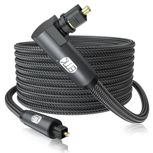Vista 8 de EMK Cable óptico Toslink de 90 grados con enchufe giratorio de 360 grados, cable de fibra óptica S/PDIF Toslink macho a macho para cine en casa