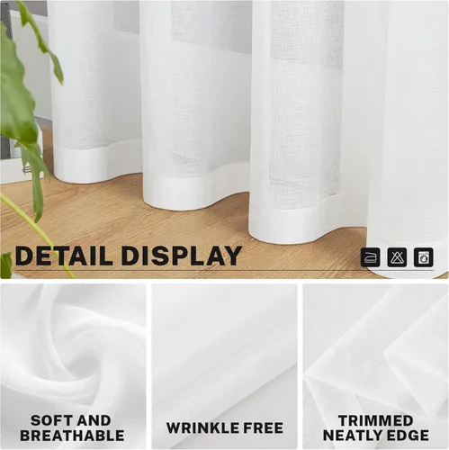 Vista 4 de MRTREES - Cortinas de gasa pequeñas y translúcidas con filtrado de luz y bolsillo para cortinero, 2 paneles para media ventana