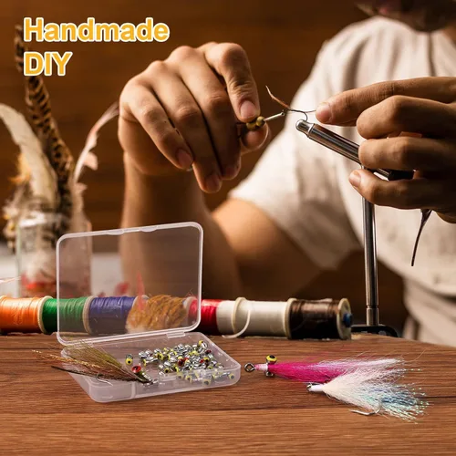 Vista 7 de BBTO 50 Pieces Fly Tying, Fly Tying Eyes Fly Tying Material Realistic Fly Tying Dumbbell Eyes Alloy for Crafts Spinner Flies Fresh Water 3