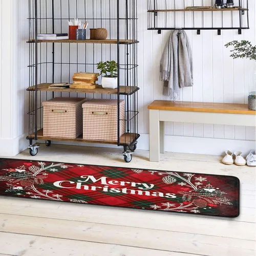 Vista 6 de Christmas Runner Rug, Cute Gnomes Christmas Pattern Runner Rug Floor Mat Non-Skid Kitchen Rug Soft Area Rug for Bathroom Entryway Hallway Dining