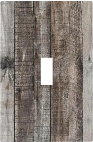 Vista 72 de Placa de pared dúplex de receptáculo de dispositivo de 1 gang de madera envejecida blanca gris con veta de tablón, cubierta de enchufe eléctrico