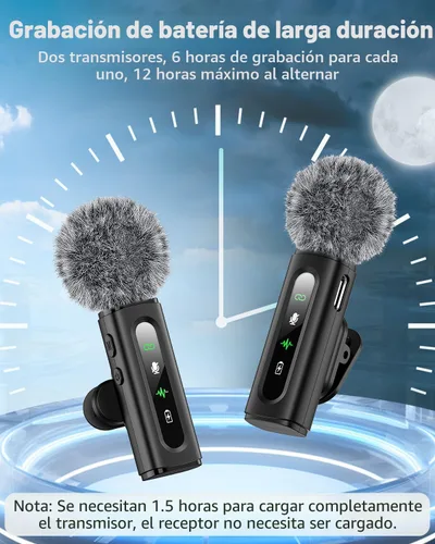 Vista 6 de Micrófono Lavalier USB C Inalámbrico Mini Micrófono para Teléfono/Tableta/PC Android Tipo C Grabación de Video Micrófonos de Clip con Clip Giratorio