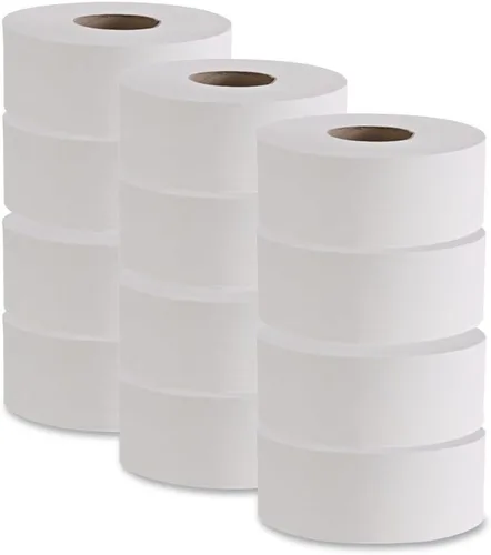 Boardwalk BWK410320 - Rollo de papel higiénico de baño de 3.2 pulgadas x 525 pies, 2 capas, seguro séptico, color blanco (12 rollos/caja)
