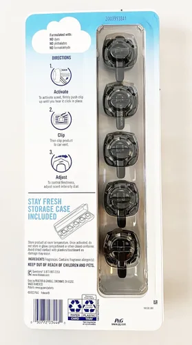 Vista 2 de Febreze Ambientador para coche, juego de 5 clips, aroma fresco y original de Gain Island