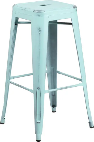 Vista 20 de Flash Furniture - Taburete de bar de metal moderno sin respaldo de 30 pulgadas, para interior/exterior, industrial, cuadrado, apilable para bares