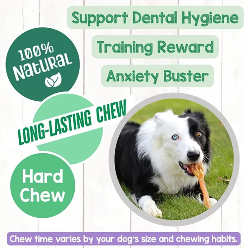 Vista 4 de Nature Gnaws Tendones de Res para Perros (8oz) - Grosor Mixto - Larga Duración para Perros Pequeños y Medianos - Huesos Masticables Naturales