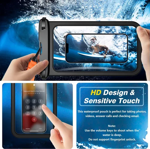 Vista 4 de [2 piezas] [Bolsa grande impermeable para teléfono de hasta 10 pulgadas] Funda impermeable IPX8 compatible con iPhone 14 Pro