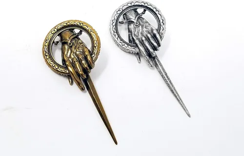 Vista 5 de Broche de la mano del rey reina de GoT - Pin de metal chapado en oro antiguo o plata