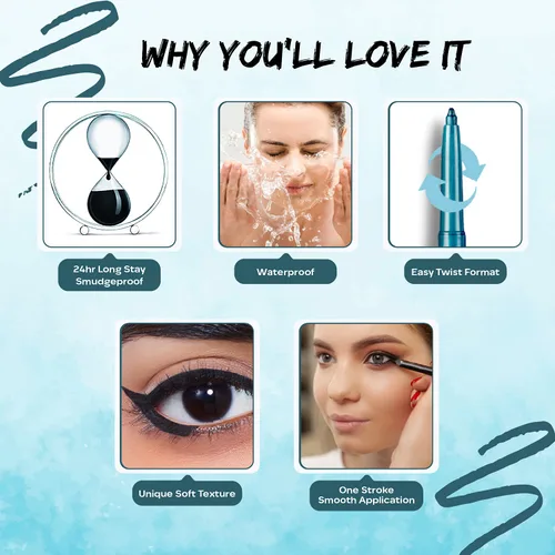 Vista 4 de FACESCANADA Delineador de ojos giratorio, 4 tonos brillantes, 24 horas de larga estancia, impermeable, a prueba de manchas, a prueba