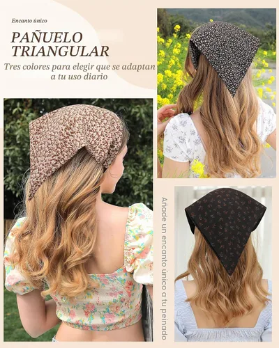 Vista 4 de HAIMEIKANG Bandana floral para mujer, bandanas bohemias para el cabello, bufanda, triángulo, bandas para el cabello, bufanda vintage para la cabeza
