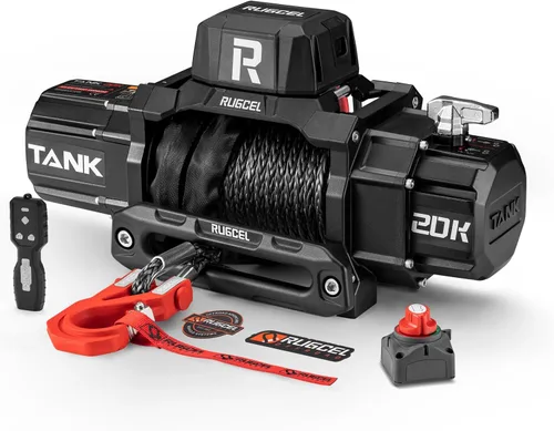 Vista 10 de RUGCEL WINCH 13,500 lb Nueva cabrestante eléctrica impermeable con cuerda sintética de 12 V con pasacabos Hawse, control remoto infrarrojo 2 en 1