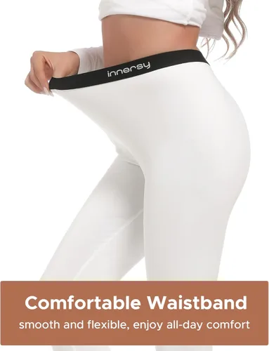 Vista 5 de INNERSY Conjunto de ropa interior térmica ligera para mujer, con forro polar, capa base para clima frío