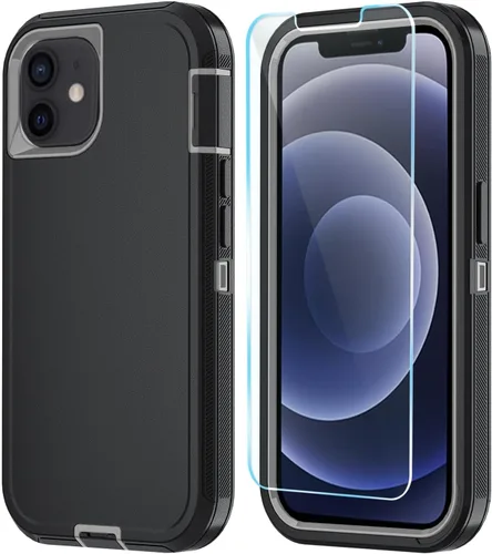 Vista 19 de Funda para iPhone 12 Pro Max con protector de pantalla HD, resistente a los golpes, al polvo y a las caídas, funda de 3 capas para iPhone 12 Pro Max