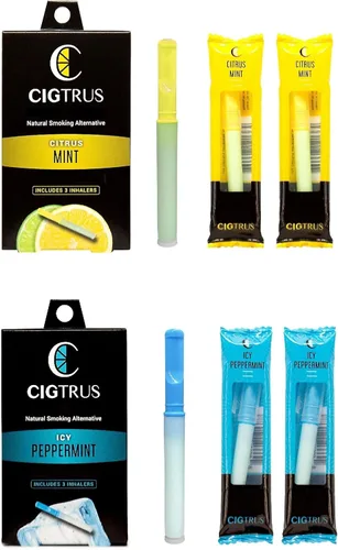 Cigtrus Ayuda para dejar de fumar - Inhalador natural sin humo - No eléctrico, sin nicotina y seguro para viajar - 6 piezas de menta helada y lima