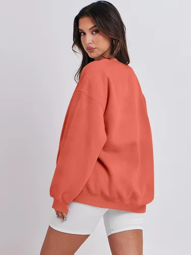 Vista 4 de ANRABESS Sudadera de gran tamaño para mujer, con cuello redondo, estilo Y2K, sudadera con capucha de forro polar, cómoda, camiseta informal, ropa