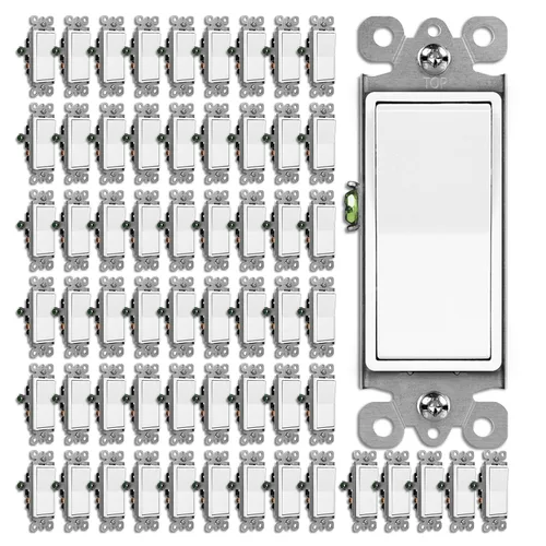 Vista 12 de BESTTEN Paquete de 10 interruptores decorativos de pared de un solo polo, 15 A, 120/277 V, interruptor de luz de pala, interruptor basculante