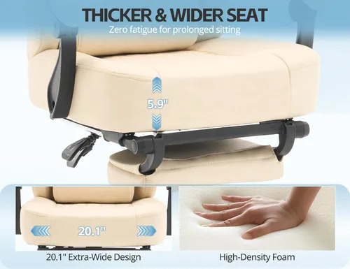 Vista 8 de Silla de oficina para oficina en casa, silla de escritorio ergonómica con cojín de resorte de bolsillo, silla de juegos de cuero transpirable