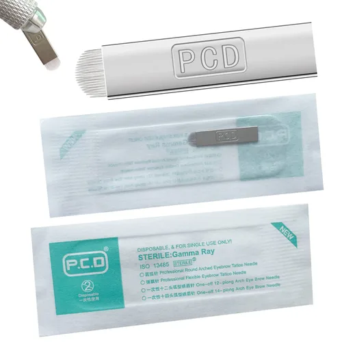 Vista 13 de S12 30 agujas de microblading para cejas con 0.008 in de diámetro, agujas de tatuaje manual de cejas de maquillaje permanente, hojas de microblading