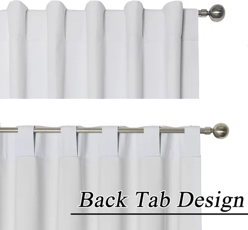 Vista 2 de Cortinas opacas con pestaña trasera y bolsillo para barra, oscurecimiento de habitación, aislamiento térmico (1 panel, negro, 60 x 45 pulgadas)