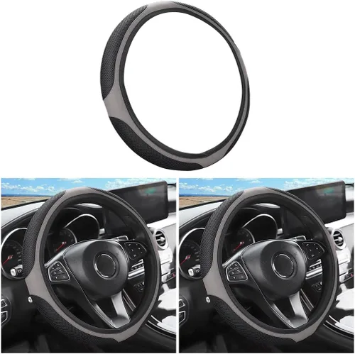 Vista 9 de LoyaForba Funda universal para volante de automóvil, 14.5-15 pulgadas, protector de neopreno suave antideslizante para volante, transpirable, sin