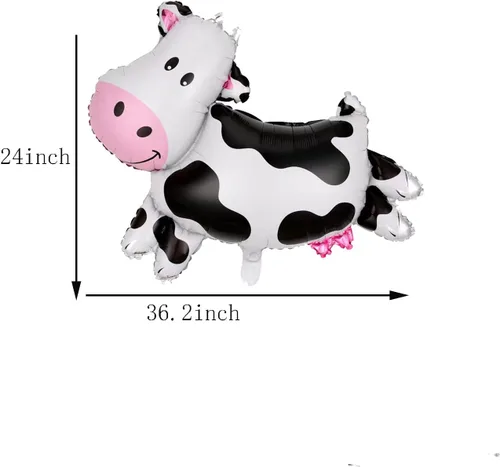 Vista 4 de Globos de vaca, globos de cerdo, globos de papel de aluminio, para baby shower, cumpleaños, granero, granja, animales, suministros de decoración
