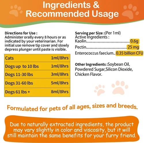 Vista 4 de Antidiarreico para perros – Pasta probiótica de pectina de caolín para perros, antidiarreico para gatos – Probiótico para cachorros que apoya