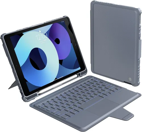 Vista 18 de Nillkin Funda para iPad de 9ª generación (10.2 pulgadas, 2021) con teclado desmontable, trackpad mágico, retroiluminación de 7 colores, modos