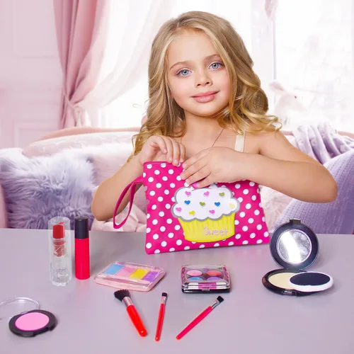 Vista 2 de Beverly Hills Set de juguete de maquillaje para pretender, mi primer set de cosméticos de belleza de princesa para niñas pequeñas, juego