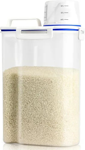 Vista 8 de Viretec Recipiente de almacenamiento de arroz, dispensador hermético de alimentos secos de 10 a 20 libras, recipiente de comida para mascotas