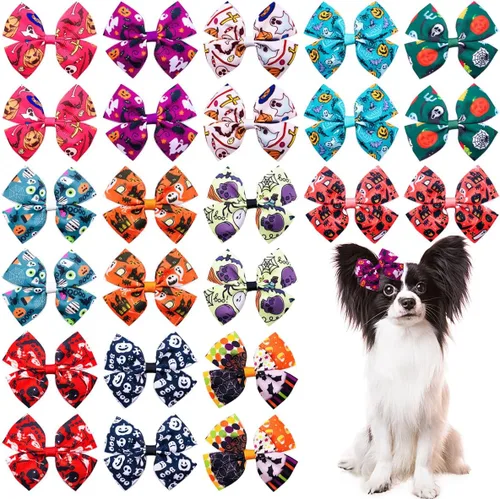 Vista 14 de 24 piezas/12 pares 10 cm Lazos para el pelo de perro grande con fruta de verano para perros de raza grande Bandas elásticas Lazo de pelo de perra