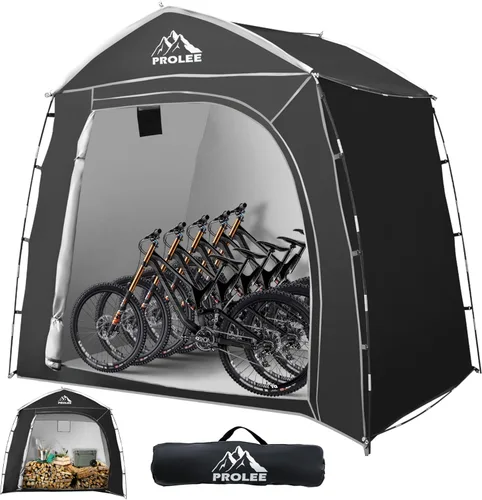 Vista 9 de PROLEE Tienda de almacenamiento de bicicletas, cobertizo de bicicleta de 6.6 pies, tienda de almacenamiento de tela Oxford impermeable para 2 a 3