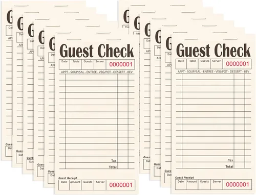 Vista 12 de ZPARIK Libros de cheques de invitados para servidores, bloc de notas de servidor, paquete de 6, papel de color natural, bloc de notas para camarera
