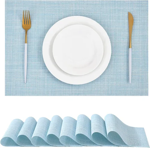 Vista 115 de Leetaltree - Juego de 4 manteles individuales beige, antideslizantes, resistentes al calor, para mesa de comedor, lavables, duraderos, de PVC