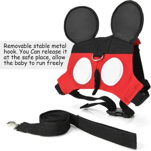 Vista 4 de Cinturón antipérdidas para niño pequeño con minicorrea de seguridad para niños y niñas, Rojo