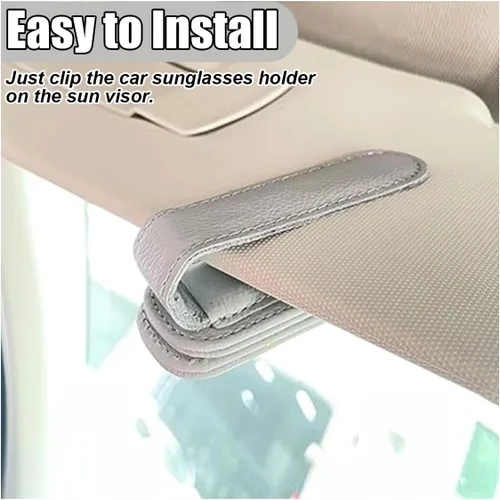 Vista 6 de JOYCOURT Soportes para lentes de sol para visera de automóvil, clip magnético de cuero para lentes de sol y clip para tarjeta de boleto, accesorios